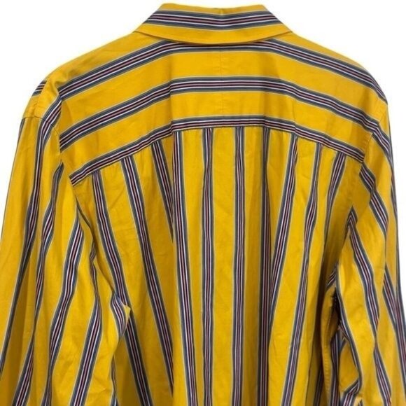 Lauren Ralph Lauren Yellow Striped Boxy Button Down Peasant Bohemian Artsy 1X - Picture 6 of 11